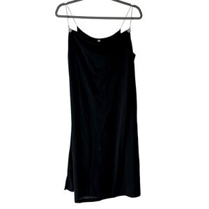Black Slip Dress L – Rhinestone Chain Strap Midi Cocktail Evening Party Dress
